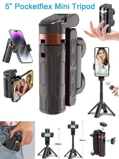 YAIUZGOO Trípode mini 3 en 1 para teléfono con mango extensible, control remoto desmontable, equipo de fotografía de via