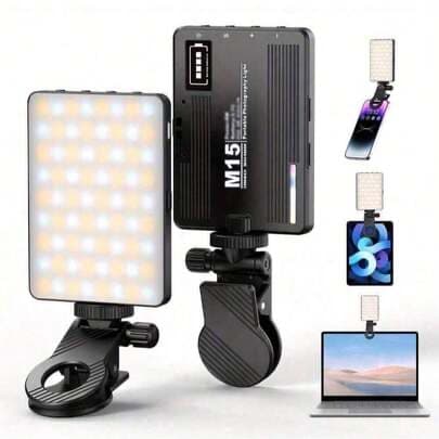 Luz de relleno para selfie recargable, luz de selfie con clip para teléfono, luz de relleno portátil desmontable con cli