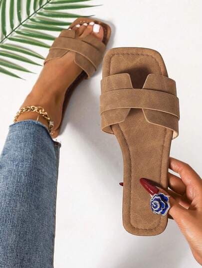 Travachic Sandalias planas cómodas para mujer, zapatillas casuales sin cordones, zapatos de playa para exteriores, zapat